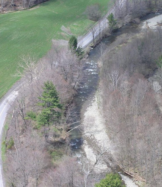 Drone view of river.