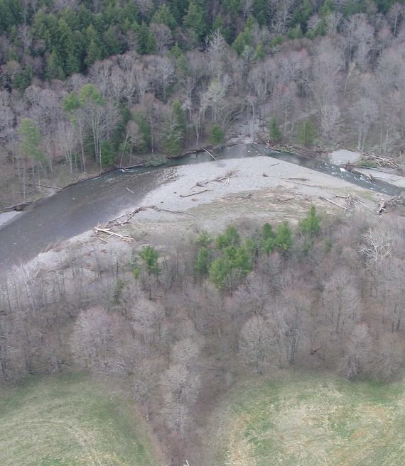 Drone view of river.